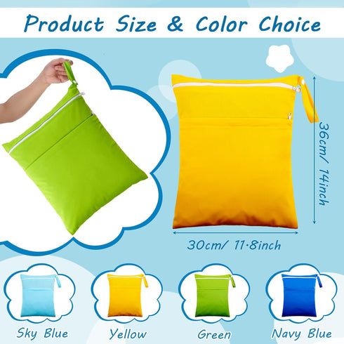 4 2 Shappy Pcs Wet Dry Bag for Baby Cloth Diapers Waterproof Wet Bag Washable Travel Reusable with Pocket for Swimsuits