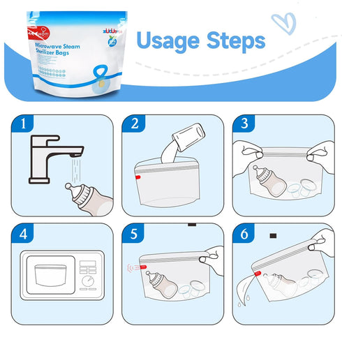 ZCBB 12pc Microwave Steam Sterilizer Bags for Baby Bottles, Soothers