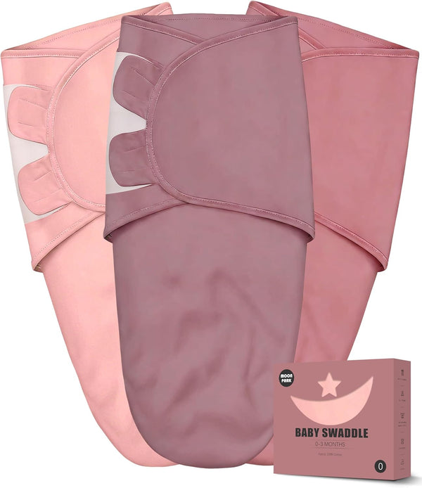 Newborn Swaddle Blanket Wrap 0-3 Months (3-Pack) - Adjustable Infant Sleep Sack,
