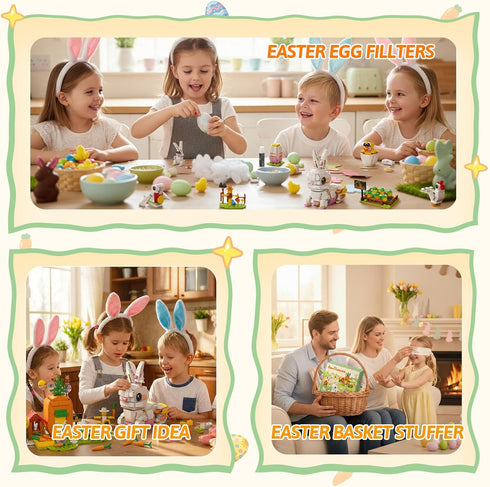 TWERF 24 Packs Fillers-24 1 Sets 6+ Easter Egg in Easter Bunny Carrot House Building Block For Easter Egg Stuffers