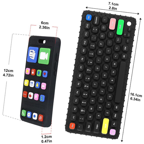GUIGUZHJ 3-6 12 Teether Toys, Teething Relief Teethers Toys for Babies Months, Play Phone Remote Control Keyboard Toy