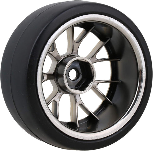 4PCS Plastic RC 1:10 On-Road Racing Car Drift Smooth Tire & Y-Shaped Plated Yellow Wheels
