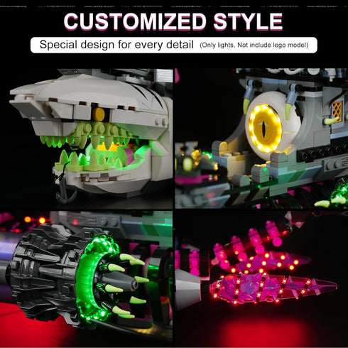 LED Lighting Kit for Lego 71469 Nightmare Shark Ship, Compatible with Building Block Models (Remote Control Version)