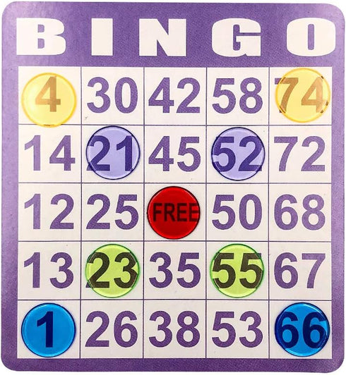 Yuanhe Bingo Game Set with 100 Bingo Cards & 1000 Colorful Transparent Bingo Chips