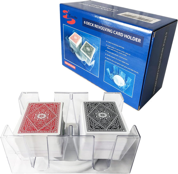 Yuanhe Canasta Playing Card Holder - 6 Deck Revolving Card Tray for Kids & Adults, Rotating Holder for Card Games