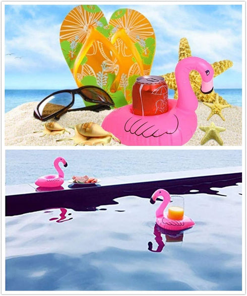 14 Pack Inflatable Flamingo Drink Holder, Pool Floats Cup Holder, Floating Coasters for Water Fun Party
