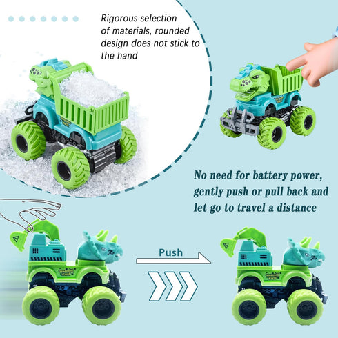 KESIYI 3 4 5 2 Pack 6 3-4-5-7, 3-5 Dinosaur Monster Truck Toys for Year Old Boys, with Mini Dinosaur Figures, Monster