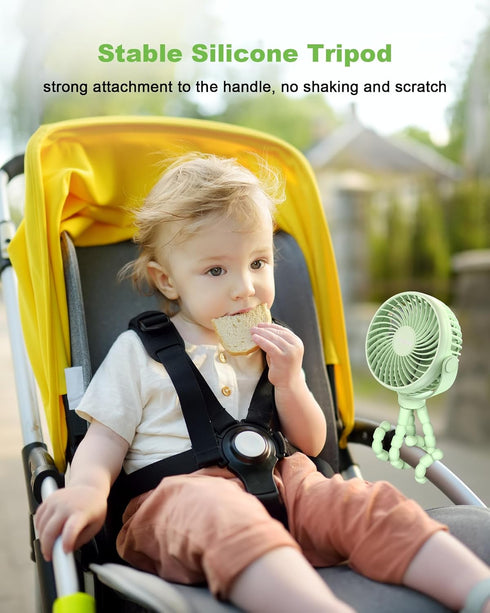 Stroller Fan Clip on Baby Fan - Quiet Small Portable USB Rechargeable Battery Operated Fan for Car Seat, Flexible