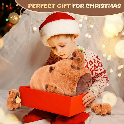 5-in-1 5Pcs Set Mommy 4 3 8 SuzziPals Capybara Stuffed Animals with Babies Inside, Capybara Plush with & Babies, Soft
