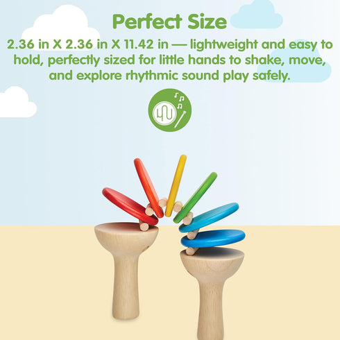 (6413) PlanToys Wooden Clatter Toy Percussion Musical Instrument | Sustainably Made from Rubberwood and Non-Toxic