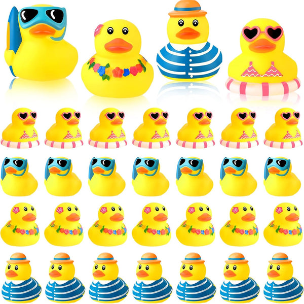 Honoson 72 Pcs Summer Beach Rubber Duckies Bulk Mini Rubber Duck Bath Toys