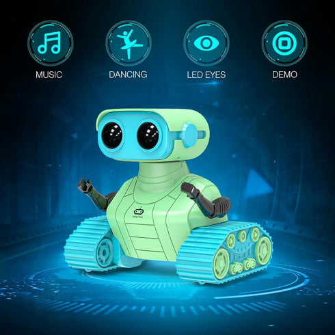 ALLCELE Robot Toys, Rechargeable RC Robots for Kids Boys, Remote Control Toy with Music and LED Eyes, Ideal Gift