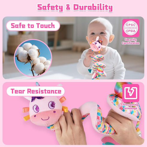 0-6 Car Seat Toys for Infants months, Spiral Hanging Crib Stroller Activity Toys with Rattles, Baby Car Seat