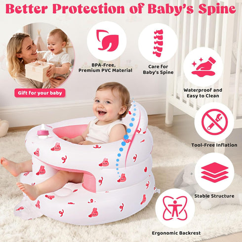 3-36 Inflatable Baby Seat for Months, Baby Seats for Infants for Sitting Up with Back Support Built in Air Pump