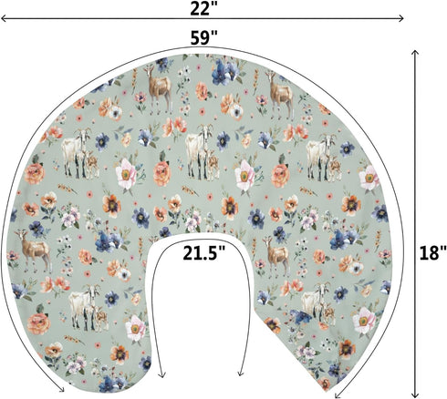 Goat Boho Floral Baby Nursing Pillow Covers for Boy Girl Farmyard Goats Retro Flowers Nursery Slipcovers