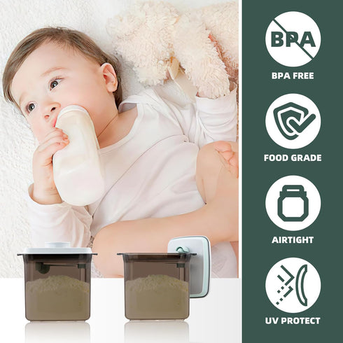 1700ml 21OZ, 1.32LB, 600g, Airtight Formula Container Pop Up Milk Powder Container Formula Dispenser, Brown