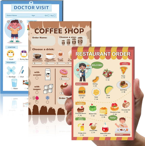 SHIQIKEJIPTY Kids Pretend Play Notepads 4X6 In Pretend Play Notebooks Playtime Notepads Variety
