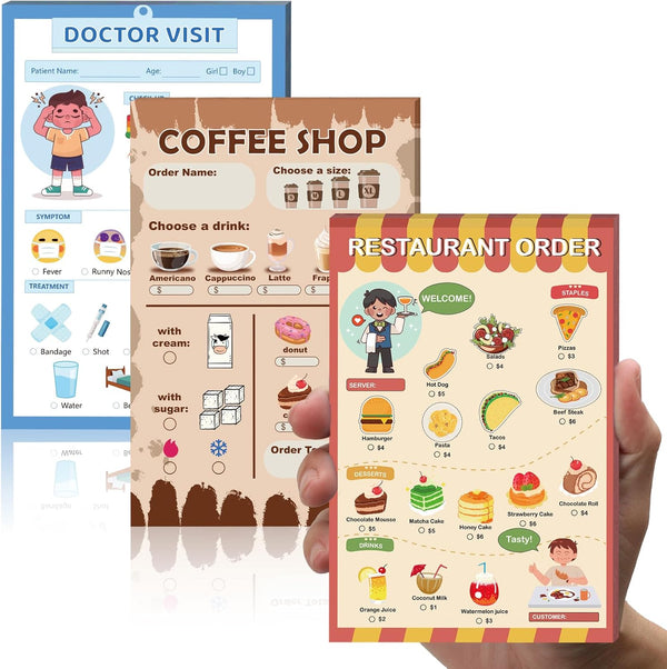 SHIQIKEJIPTY Kids Pretend Play Notepads 4X6 In Pretend Play Notebooks Playtime Notepads Variety
