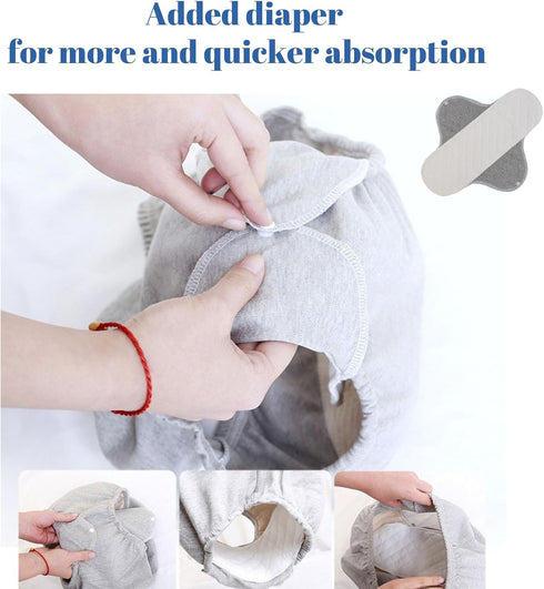 YingXue 2 Pack Washable Incontinence Underwear for Men/Women, TPU Leakage-Proof Adult Cloth Diaper Nappy with Inserts