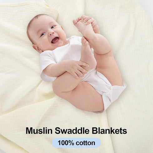 Arnzion 3 Pack (40x40in) Muslin Swaddle Blankets - Ultra Soft Breathable Wraps for Newborn Swaddling, Nursing