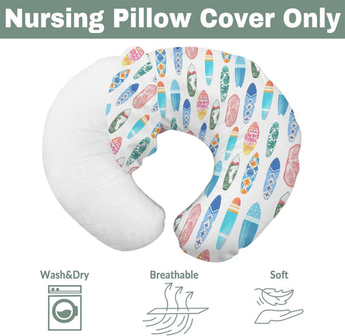 Summer Colorful Surfboards Nursing Pillow Covers for Boy Girl Surfing Nursery Feeding Pillowcase for Breastfeeding