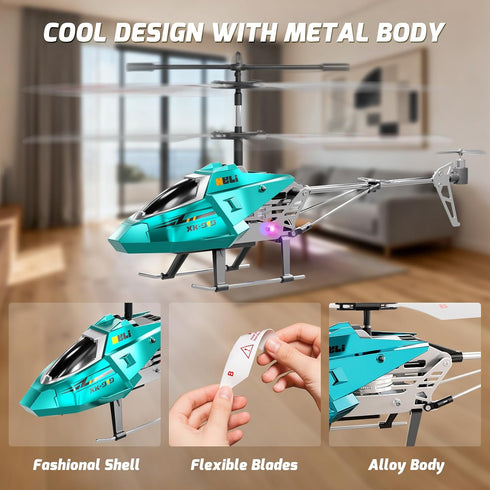 2.4GHz 8+ XIKOTEC Remote Control Helicopter, RC Helicopter Toy for Kids, RC Plane with LED Lights, RC Flying Toy, Easy