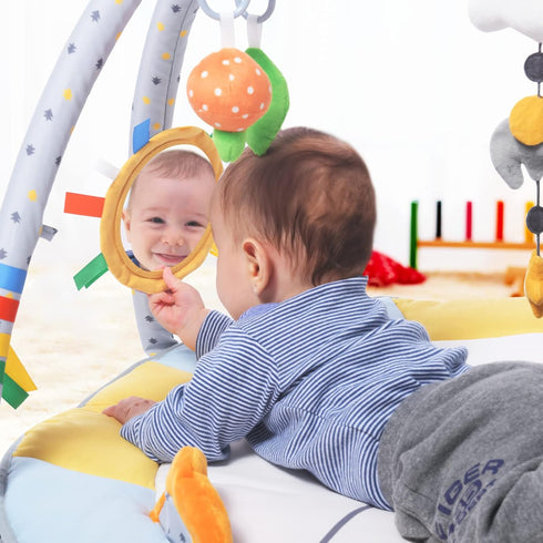 9 Lupantte Baby Gym Play Mat with Toys for Sensory and Motor Skill Development Language Discovery, Thicker Non-Slip