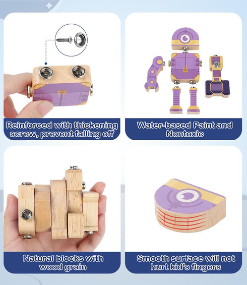 3+Years Playset, 3+ Fine Motor Building Robot Blocks for Old Kids, Snap on Robots Together Building Blocks, Take Apart