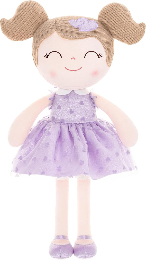 Gloveleya Baby Doll, I Love You Gifts, Soft Toy Plush Dolls, Purple Flocking Heart Girl 16 Inches
