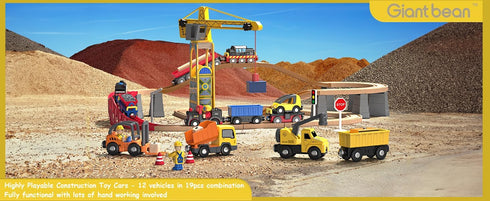 12Pcs Set, Set 3 4 5, Giant bean Vehicles Battery Operated Train Car Magnetic Mini Construction for Wooden Train Track