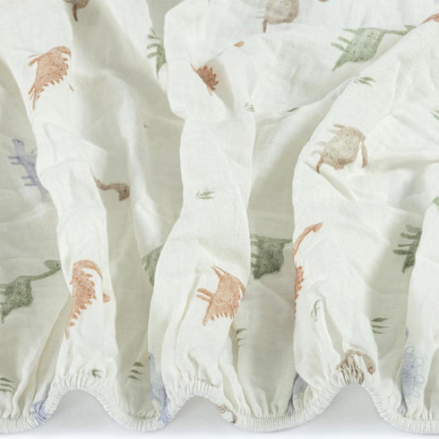 100% Cotton Jersey Knitted Muslin Crib Sheets for Boys and Toddler, Soft Breathable Snug Fit, Machine Washable, Dino