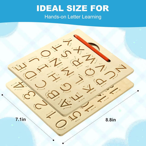 hzsshb 3-8 3 Learn to Write - Number & Letter Tracing Boards for Kids Ages Wooden Alphabet Learning Montessori Year Old