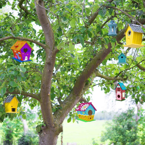 hapray 2 Pack Bird House Kit, DIY Wooden Crafts for Children to Build and Paint