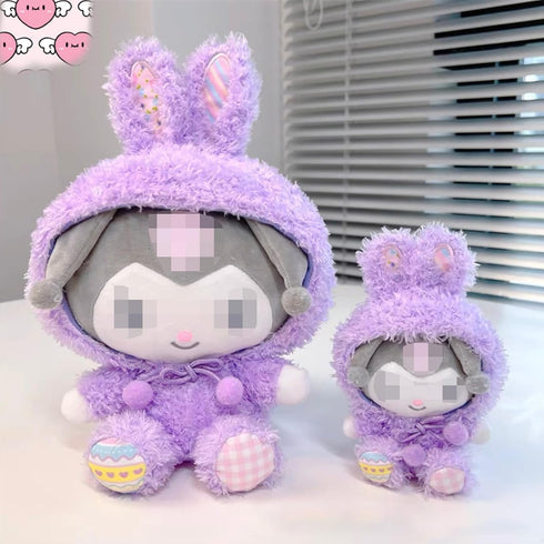 Kawaii Cartoon Bunny Plush, Cross-Dressing Series Rabbit Stuffed Soft Doll Toys, Birthday Gifts for Girls Kids (Purple)
