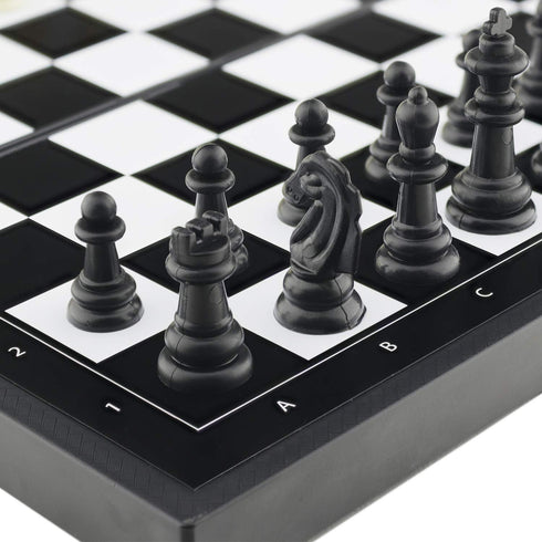 5 in 1 Magnetic Chess Checkers Dominoes Backgammon and Cards Set, Mini Travel Size Multi Board Games