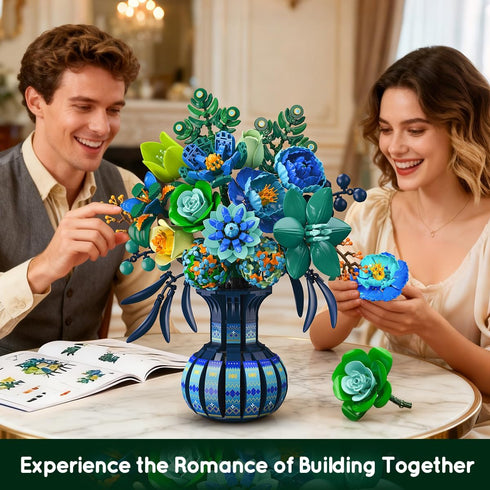 Set, 1309 12+ PLAXSOON Flowers Building Gift for Mothday Day Flower Bouquet Botanical Collection Building Block Kit