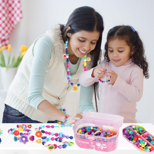 BIRANCO Pop Beads Jewelry Making Kit - Arts and Crafts for Girls 3-7 Years Old, 520 pcs Creative DIY Set