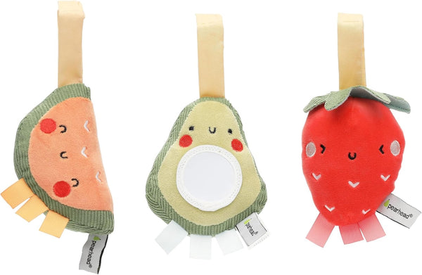 Pearhead Fruit Stroller Toys, Stocking Stuffers for Babies, Newborn Ideas, Plush Interactive