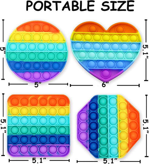 Multipurpose Go 4 Pack 4 Multipurpose Rainbow Pop it Fidget Toy, Bubble Sensory Toy for Kids and Adults, Stress