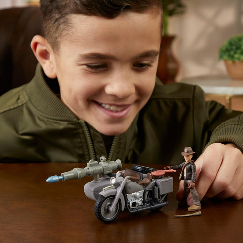 Indiana Jones Worlds of Adventure Action Figure Set with Motorcycle and Sidecar, 2.5-Inch for Ages 4+