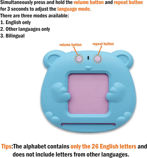 510 3-8 Spanish & English Words Alphabet Bilingual Talking Flash Cards for Years Toddlers, Pocket Speech Buddy Therapy