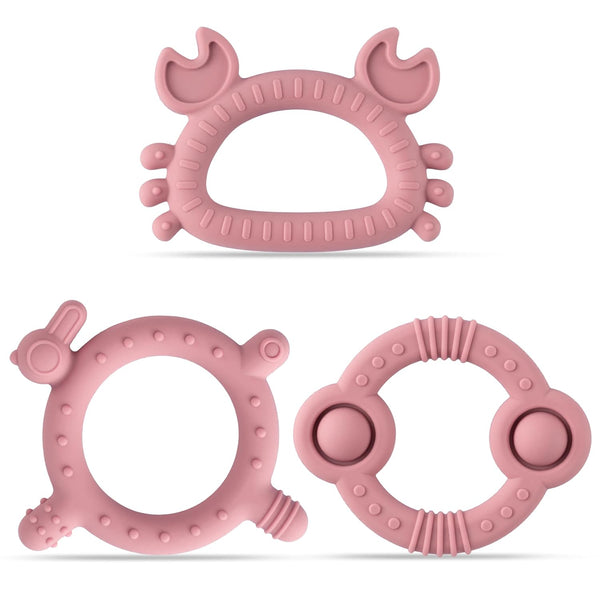 Easter Silicone Teether for Babies - 2ooya 3Pcs Pink Bunny Summer Ocean