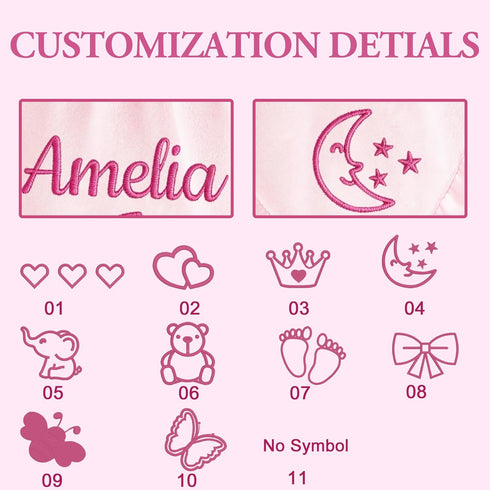 XJoyBloush -36" 36" Personalized Baby Blanket with Embroidered Name,Custom Baby Receiving Blankets Soft Fleece Toddler