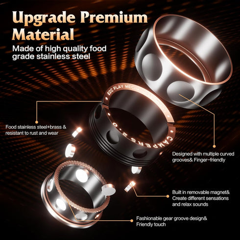 Upgrade Fidget Spinner for Stress Relief,Magnetic Fidget Spinner Rings with Rotating Sounds/Anti-Slip,Stainless Steel