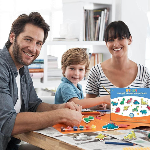 Funto Dinosaur Painting Kit for Kids, 27 PCS Crafts Set to Paint Your Own Figurines with Magnet, Creative DIY Activity