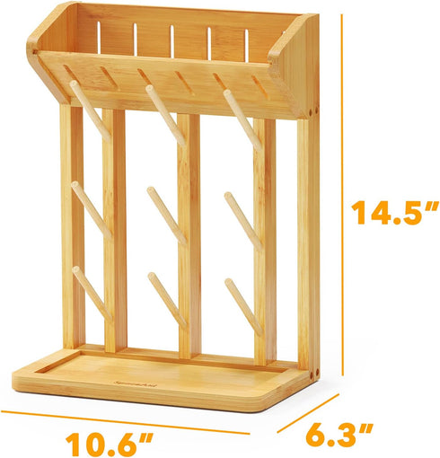9 SpaceAid Bamboo Baby Bottle Drying Rack, Space Saving Kitchen Bottles Holder Organizer for Baby Bottle Rack Dryer