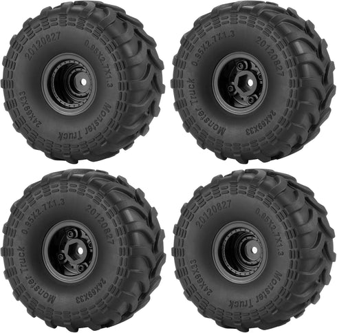 RCHUBAM 1.0" Wheel and Tire Set, 4Pcs 69mm * 33mm Large Sticky Crawler Tires with Wheels for 1/18 TRX4M 1/24 Scale RC