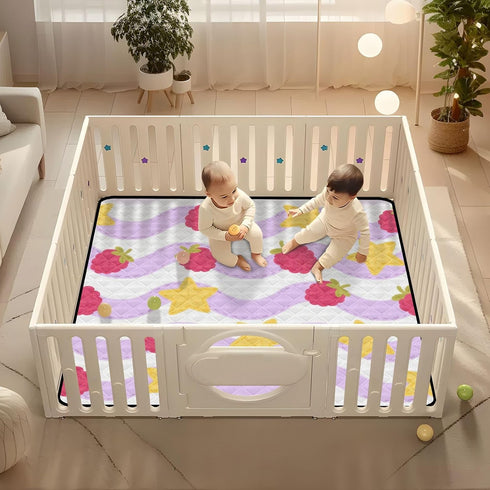 EtherSpher Cozy 50'' 50'' Berry Purple Stars Stripe Soft Thick Baby Gym & Activity Mat for Indoor Outdoor Breathable