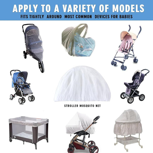 Mosquito Net for Stroller 2Pack, Protective Bug Netting for Strollers, Bassinets, Cradles, and Playards