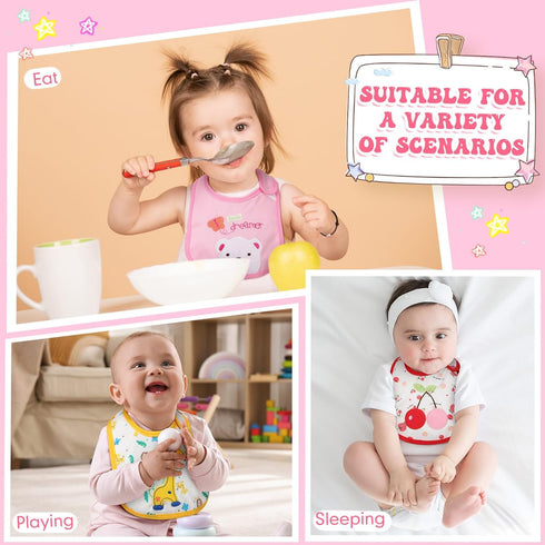 HooLing 24 Pack Soft Cotton Waterproof Bibs for Toddlers - Perfect for Feeding and Newborn Parties